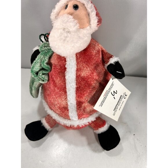 Commonwealth Plush 2001 Santa Claus Stuffed Plump Round Toy Sack Chubby Tags - Picture 9 of 10